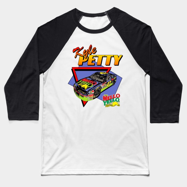 Kyle Petty Mello Yellow Retro Nascar Design Baseball T-Shirt by Reno27Racing